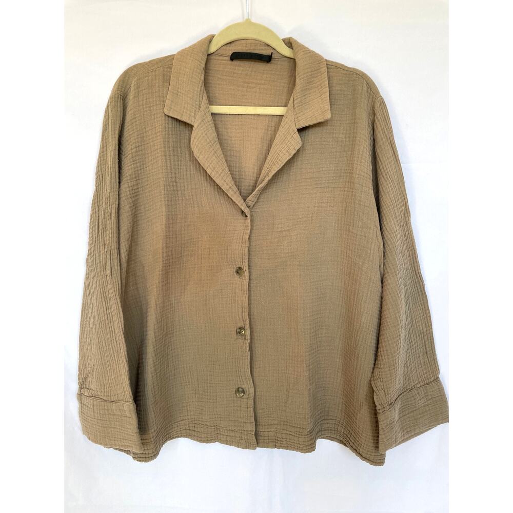Jenni Kayne Cotton Muslin Playa Top, Hazel Taupe Brown, XXL